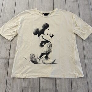 Zara Cream Short Sleeve Tee with Mickey Mouse